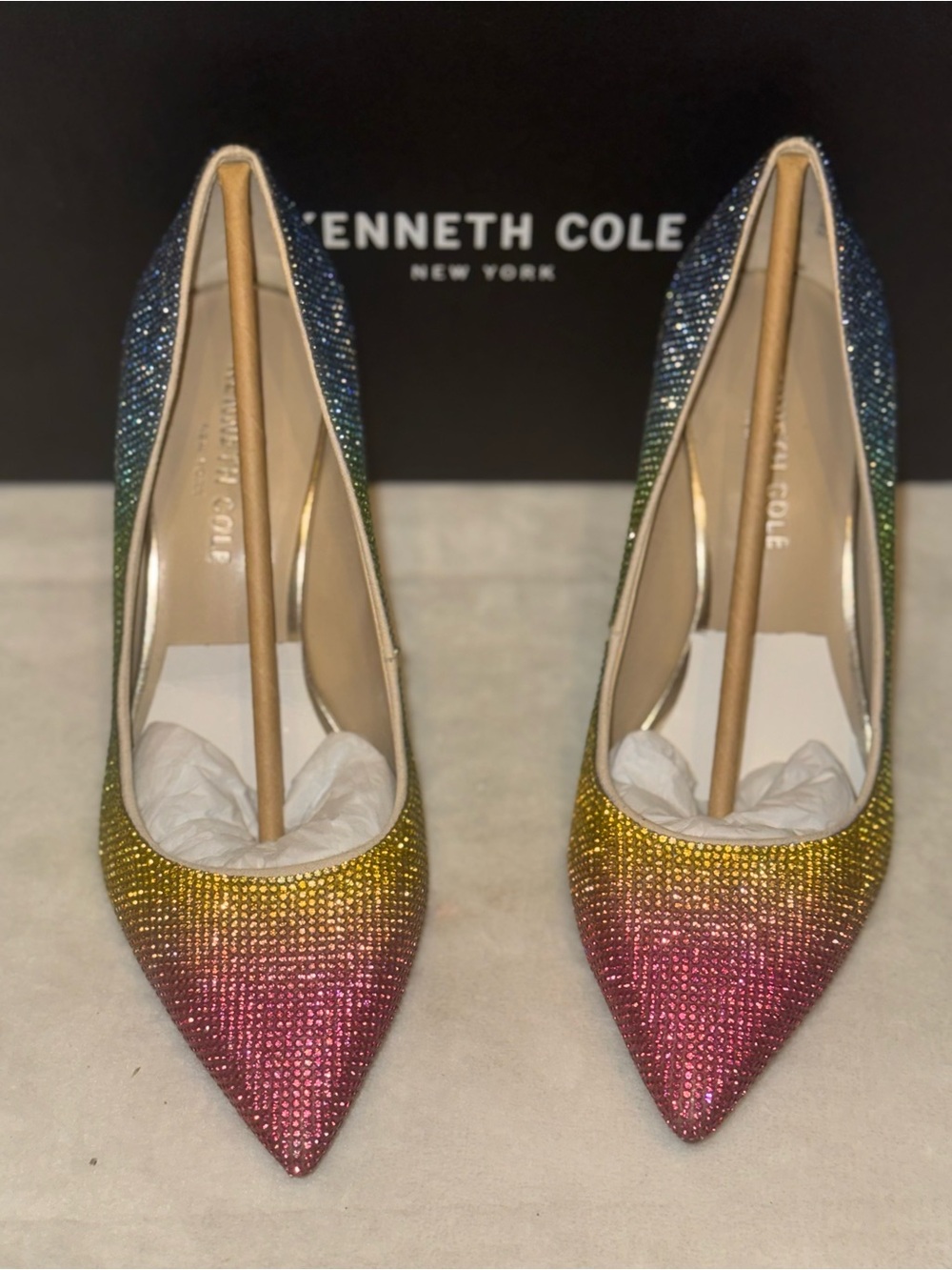 Kenneth Cole New York rainbow ombre rhinestone pumps. 6 NIB